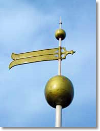 Weathervane coated with Roof Menders, Inc's gold paint